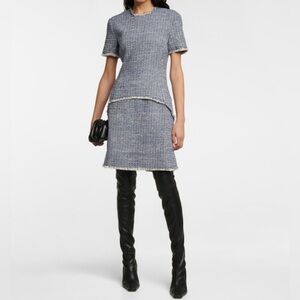 Proenza Schouler White Label Blue Tweed Fringe Dress Size 2